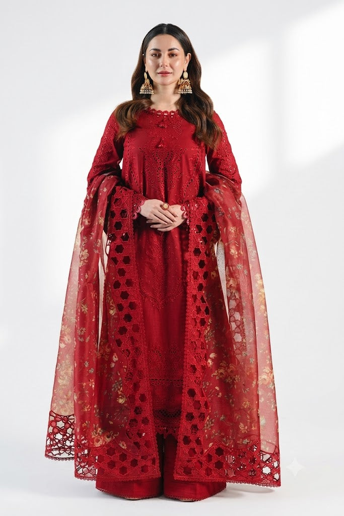 QALAMKAR QL 84333 Embroidered 3 Piece Lawn Suit | Summer Collection 2026