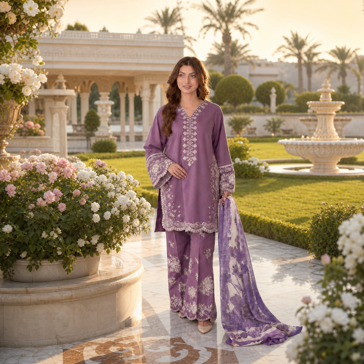 COCO BY ZARA SHAHJAHAN Premium Embroidered Lawn 3 Piece Suit 2026 | Digital Printed Monar Slub Dupatta | ZS-145333