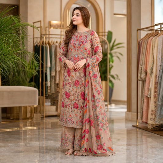 ANEELA'S Premium Digital Printed Lawn 3 Piece Suit 2026 | Embroidered Patches | Ready-to-Wear Voil Lawn Dupatta