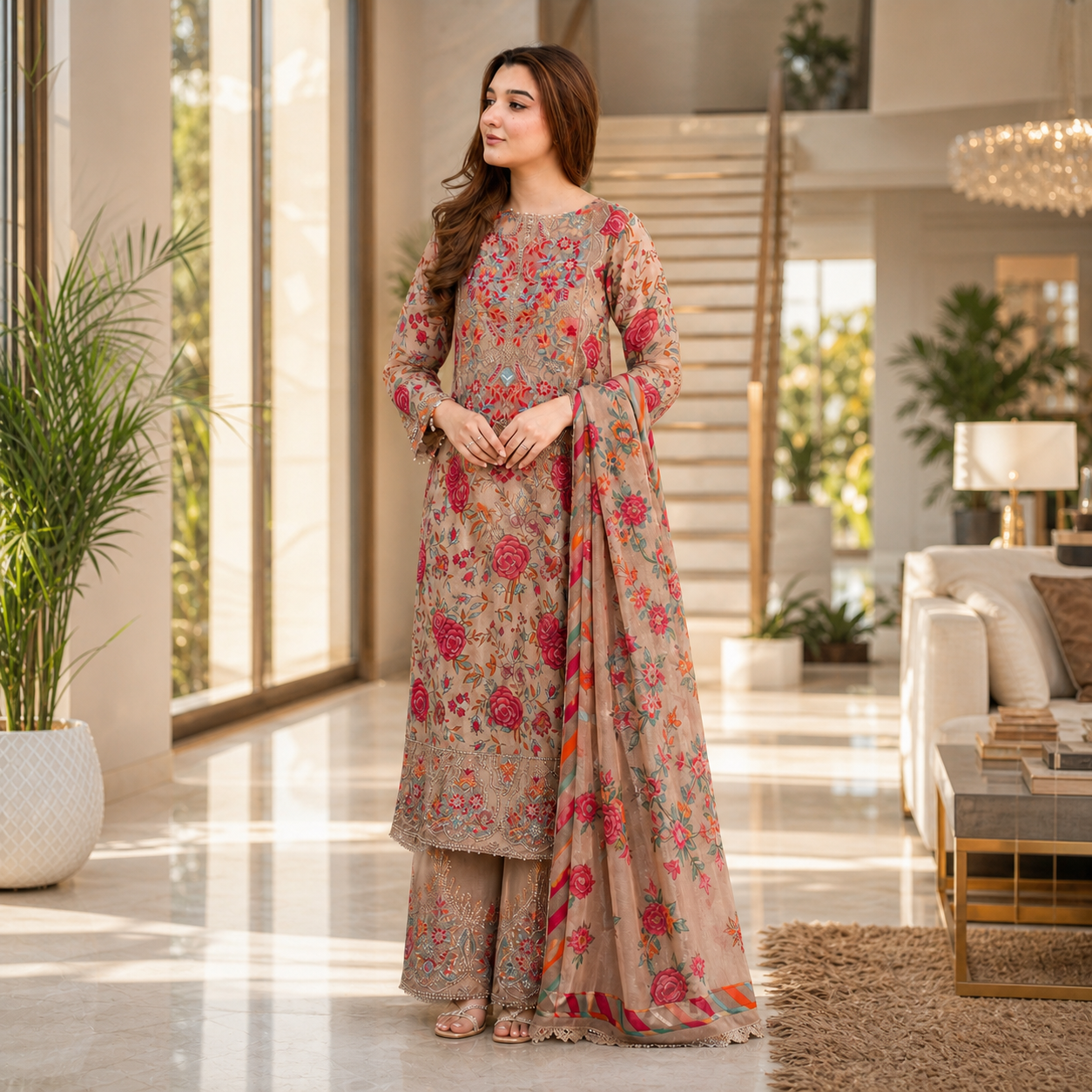 ANEELA'S Premium Digital Printed Lawn 3 Piece Suit 2026 | Embroidered Patches | Ready-to-Wear Voil Lawn Dupatta