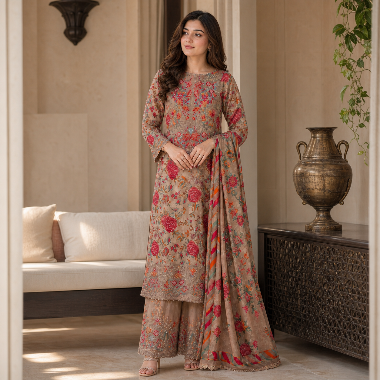 ANEELA'S Premium Digital Printed Lawn 3 Piece Suit 2026 | Embroidered Patches | Ready-to-Wear Voil Lawn Dupatta