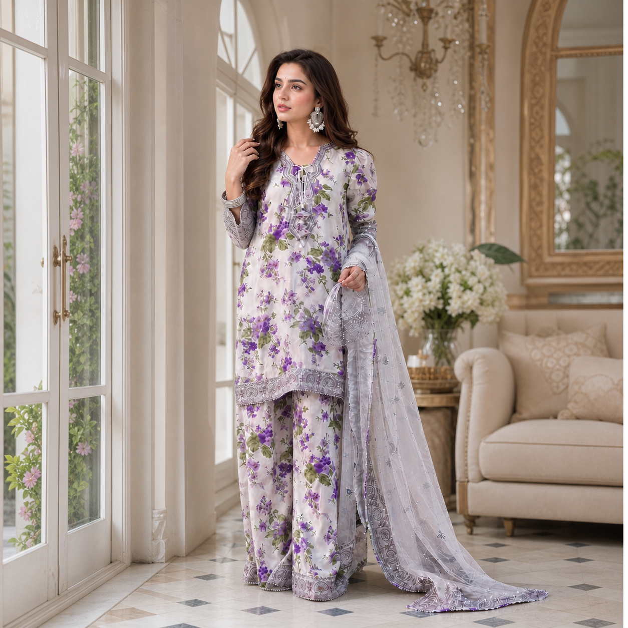 ANEELA'S Premium Digital Printed Lawn 3 Piece Suit 2026 | Embroidered Patches | Ready-to-Wear Voil Lawn Dupatta