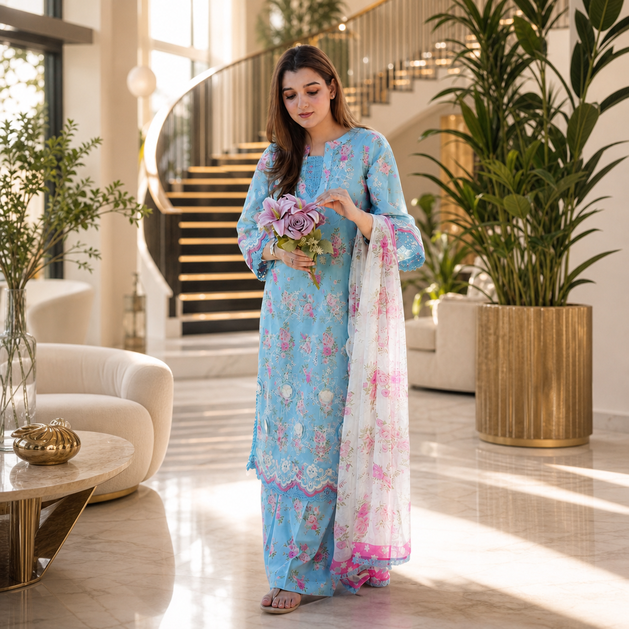 ANEELA'S Premium Digital Printed Lawn 3 Piece Suit 2026 | Embroidered Patches | Ready-to-Wear Voil Lawn Dupatta