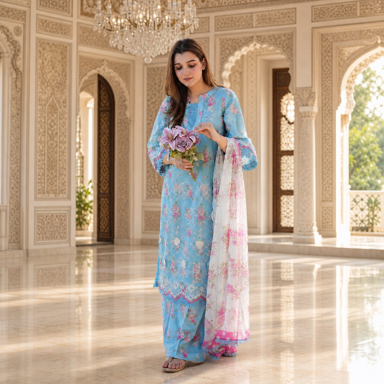 ANEELA'S Premium Digital Printed Lawn 3 Piece Suit 2026 | Embroidered Patches | Ready-to-Wear Voil Lawn Dupatta