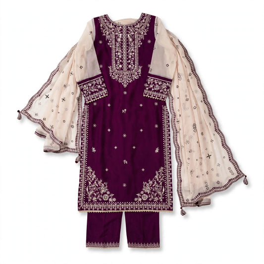 Belliza Fashion Solace Embroidered Winter Cotton 3 Piece Suit