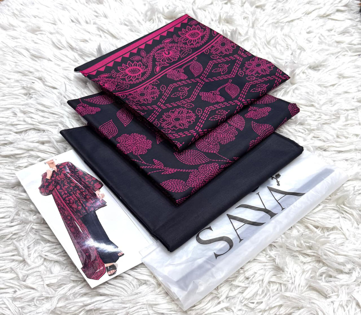 SAYA Fine Fabric 3 Piece Printed Lawn Suit | Summer Collection 2026