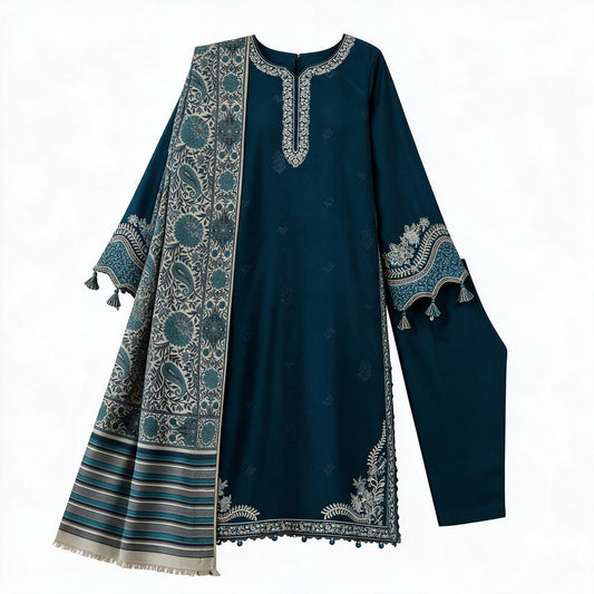 Belliza Fashion Mahpara Embroidered 3 Piece Winter Suit