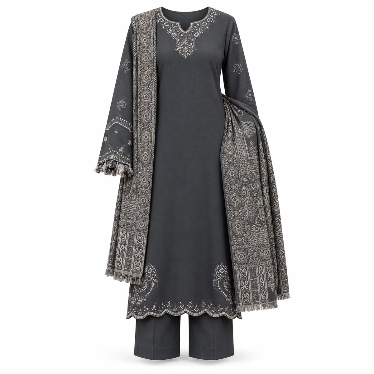 Belliza Fashion Embroidered Lawn 3 Piece Suit with Digital Printed Dupatta