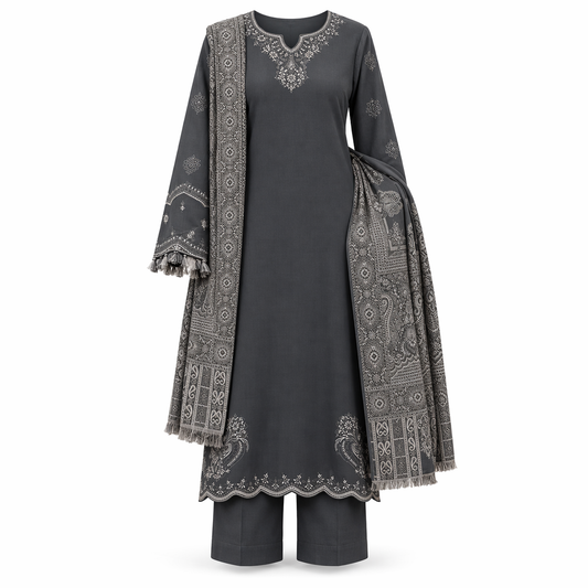Belliza Fashion Embroidered Lawn 3 Piece Suit with Digital Printed Dupatta