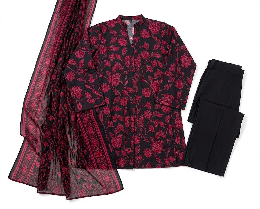 SAYA Fine Fabric 3 Piece Printed Lawn Suit | Summer Collection 2026