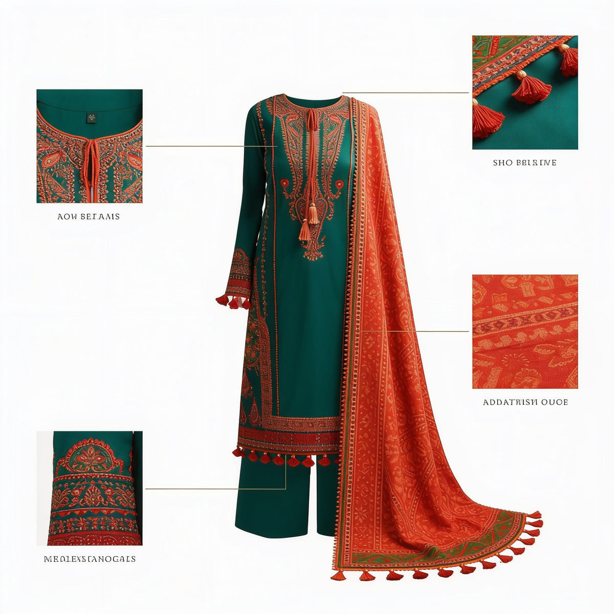 Belliza Fashion Dhanak Embroidered 3 Piece Suit – Winter Collection