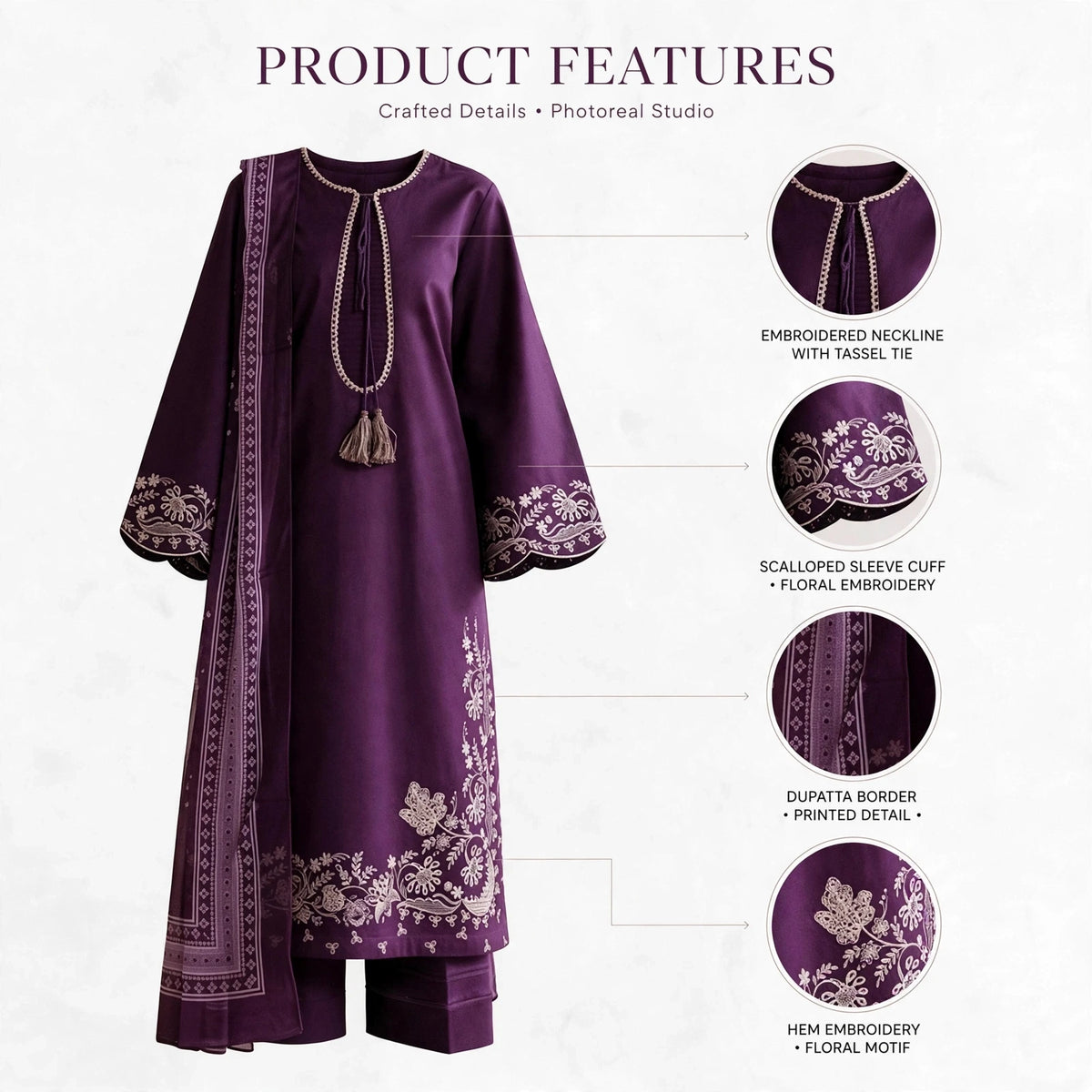 Belliza Fashion FP-09 Selin Luxury Chicken Kari Embroidered Lawn 3 Piece Suit