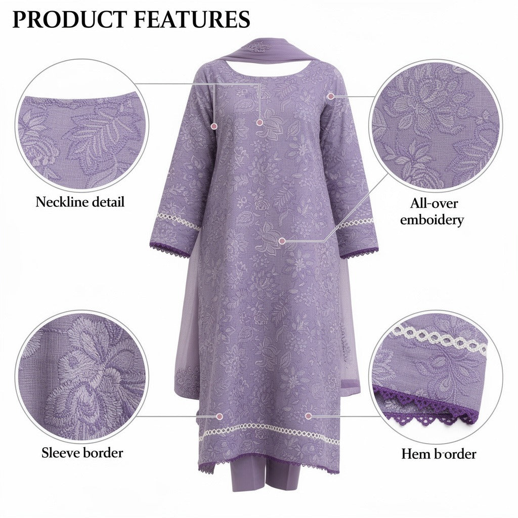 Belliza Fashion Breeze Embroidered Lawn 3 Piece Suit