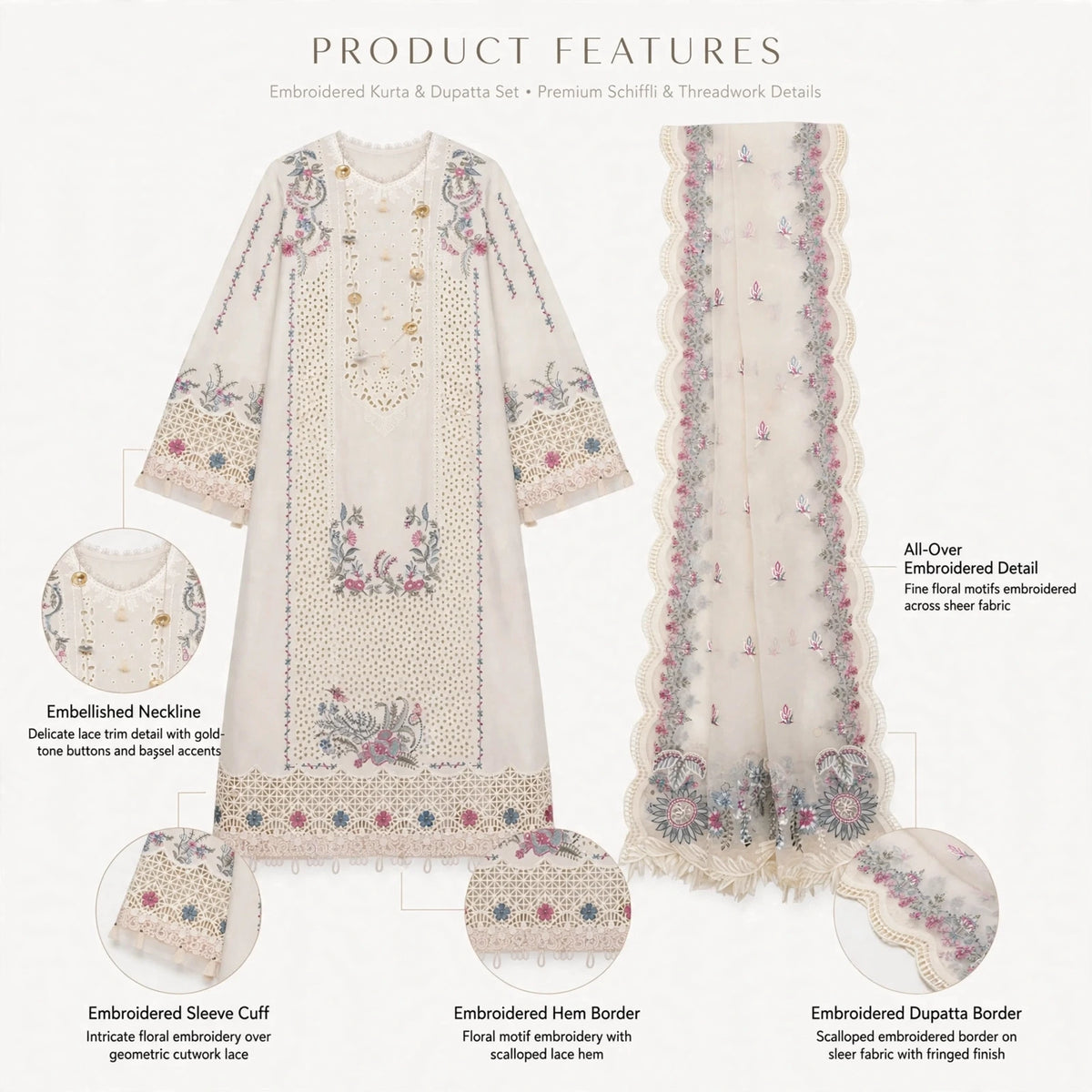 Belliza Fashion FP-09 Selin Luxury Chicken Kari Embroidered Lawn 3 Piece Suit
