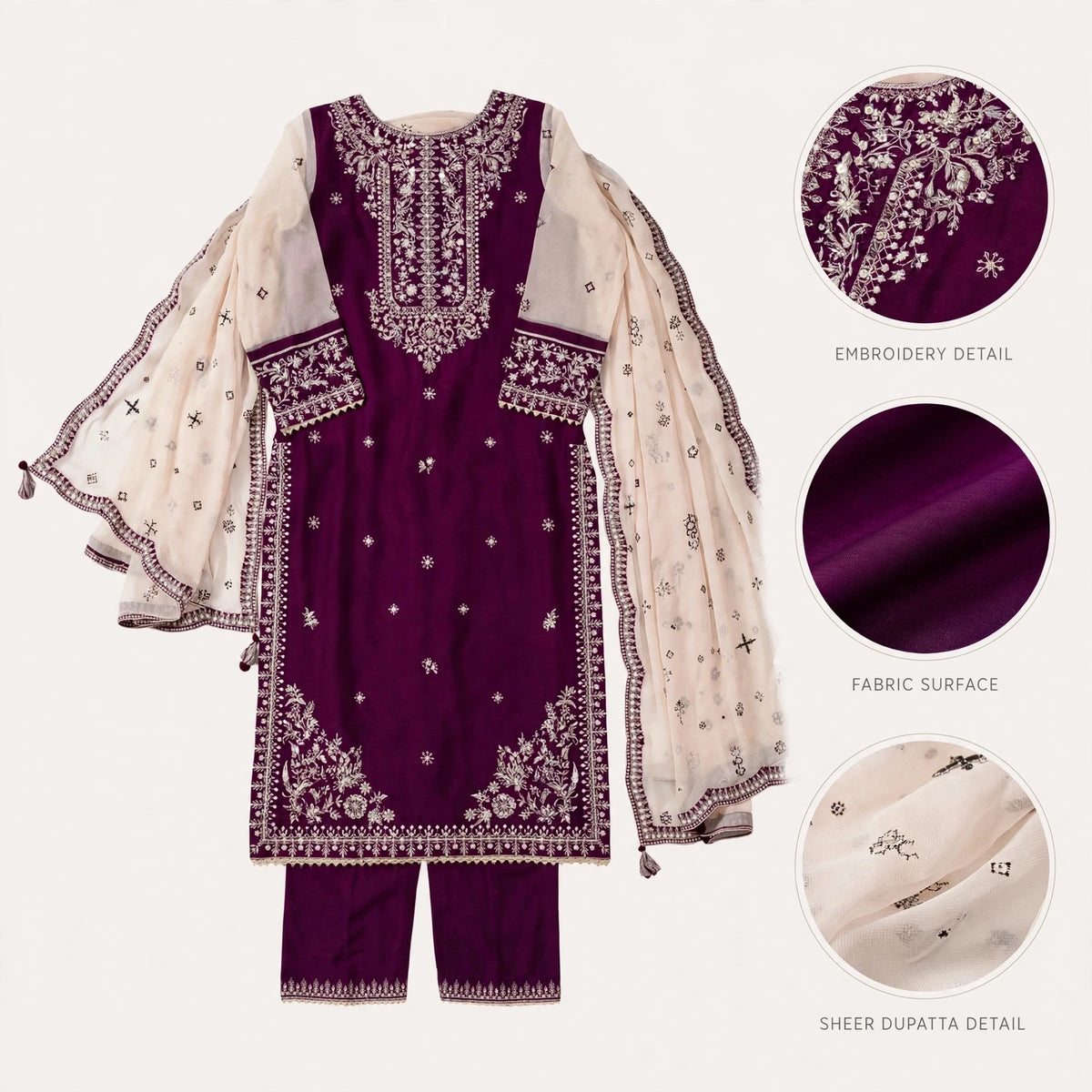 Belliza Fashion Solace Embroidered Winter Cotton 3 Piece Suit