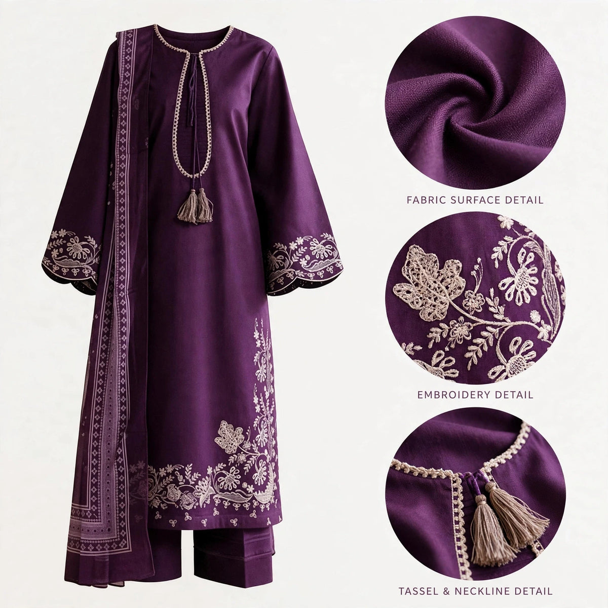 Belliza Fashion FP-09 Selin Luxury Chicken Kari Embroidered Lawn 3 Piece Suit