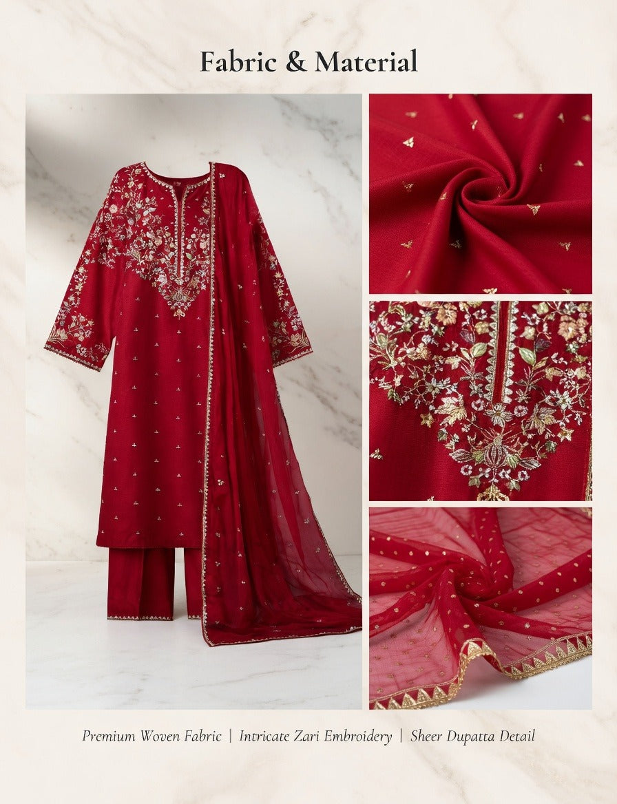 Belliza Fashion BT-99 Embroidered Lawn 3 Piece Suit with Chiffon Dupatta