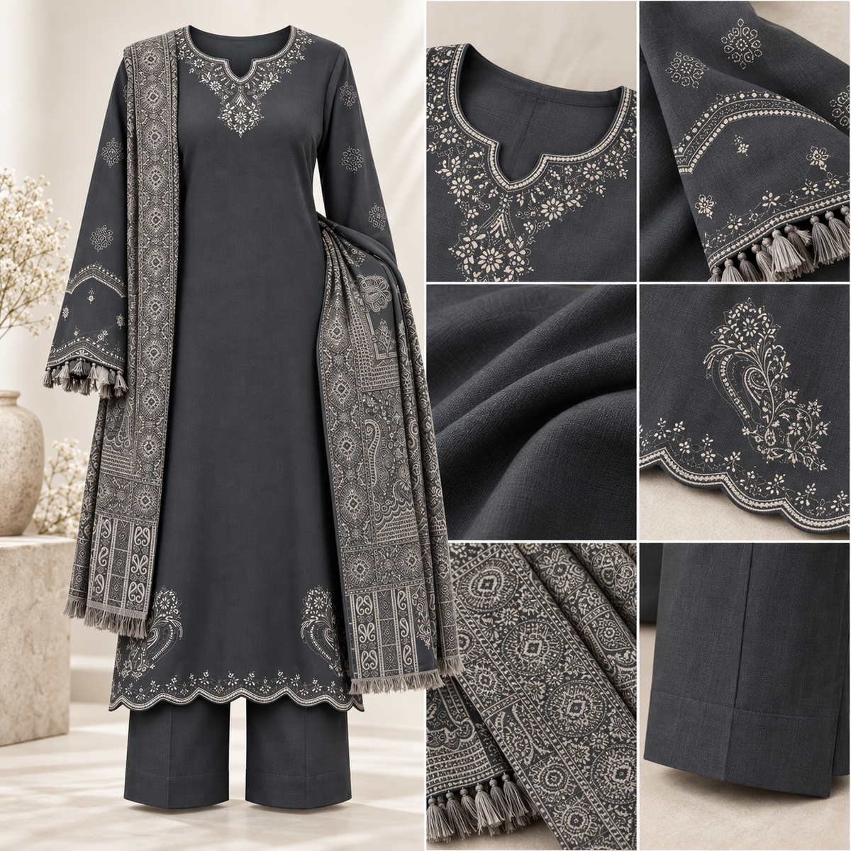 Belliza Fashion Embroidered Lawn 3 Piece Suit with Digital Printed Dupatta
