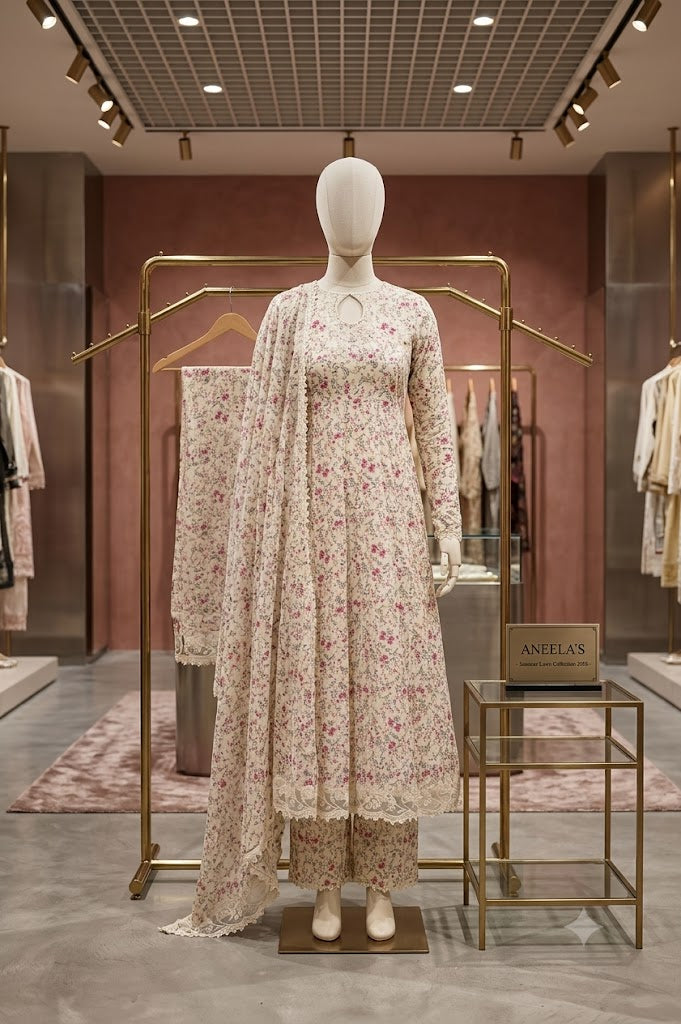 ANEELA'S Summer Lawn Collection 2026 – Premium Digital Printed 3 Piece Suit with Voil Lawn Dupatta