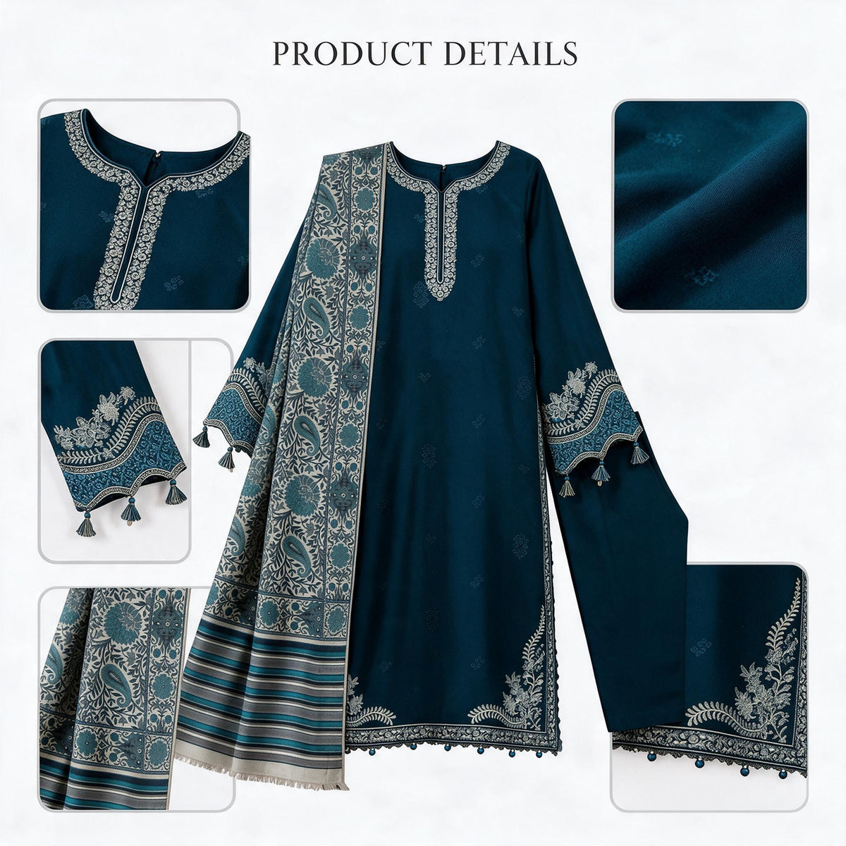 Belliza Fashion Mahpara Embroidered 3 Piece Winter Suit