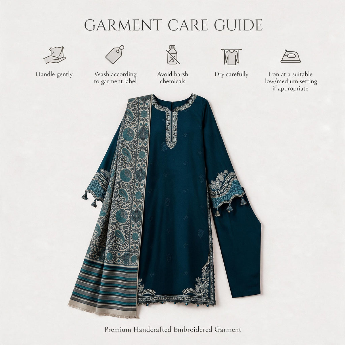 Belliza Fashion Mahpara Embroidered 3 Piece Winter Suit
