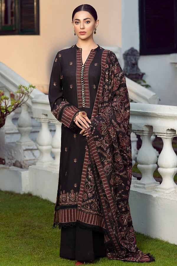 Belliza Fashion GA102170 Heavy Embroidered Karandi 3 Piece Suit with Shawl