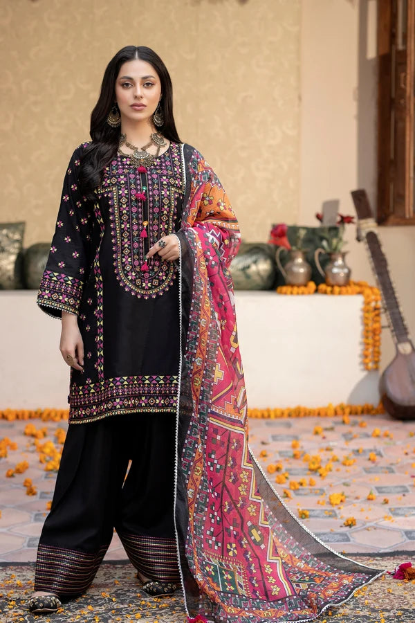Belliza Fashion Karma 1433 Black Chikankari Cotton 3 Piece Suit