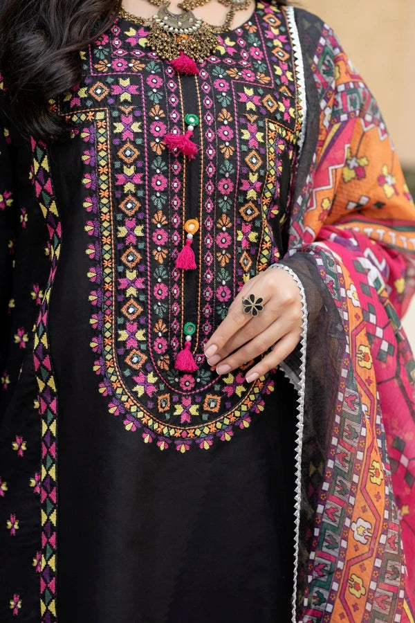 Belliza Fashion Karma 1433 Black Chikankari Cotton 3 Piece Suit