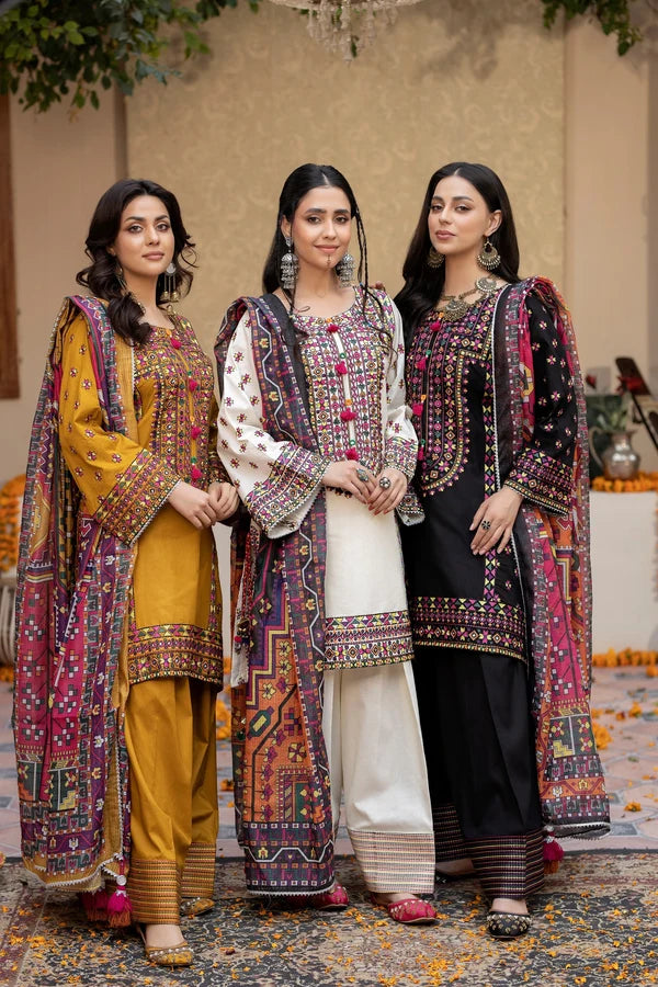 Belliza Fashion Karma 1433 Black Chikankari Cotton 3 Piece Suit