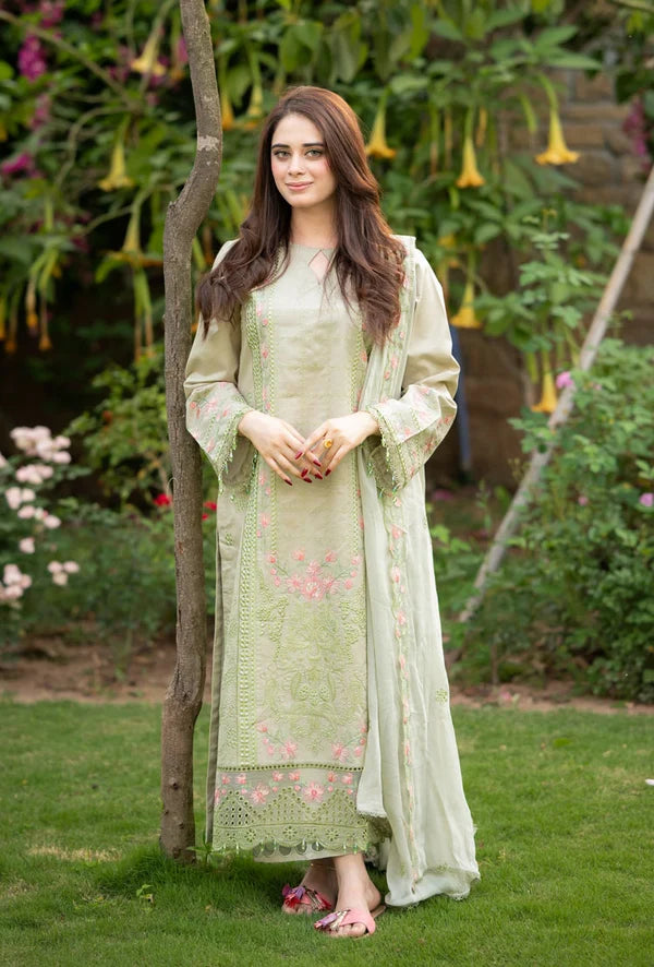 Belliza Fashion LNF 53 Pista Green Chikankari Embroidered Lawn 3 Piece Suit