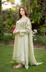 Belliza Fashion LNF 53 Pista Green Chikankari Embroidered Lawn 3 Piece Suit