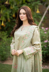 Belliza Fashion LNF 53 Pista Green Chikankari Embroidered Lawn 3 Piece Suit