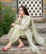 Belliza Fashion LNF 53 Pista Green Chikankari Embroidered Lawn 3 Piece Suit