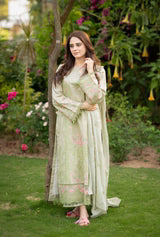 Belliza Fashion LNF 53 Pista Green Chikankari Embroidered Lawn 3 Piece Suit