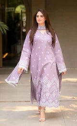 Belliza Fashion LNF 56 Pastel Lilac Chikankari Embroidered Lawn 3 Piece Suit