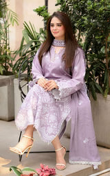 Belliza Fashion LNF 56 Pastel Lilac Chikankari Embroidered Lawn 3 Piece Suit