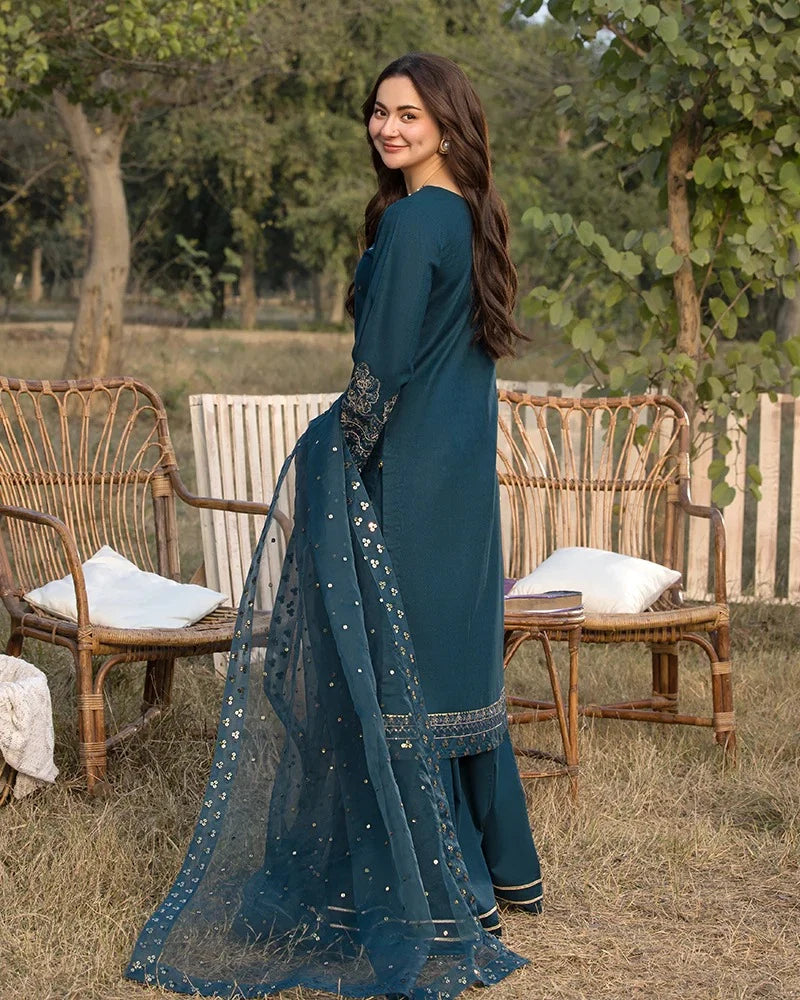 Belliza Fashion Marjaan Sequin Embroidered Cotton 3 Piece Suit