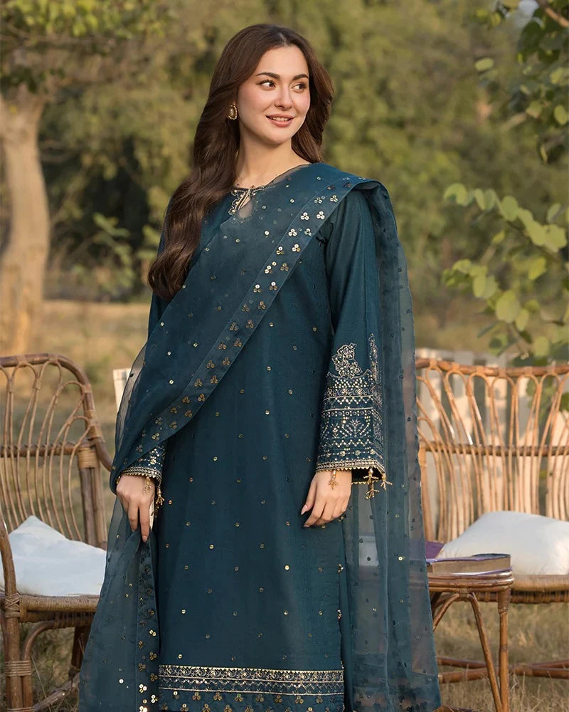 Belliza Fashion Marjaan Sequin Embroidered Cotton 3 Piece Suit