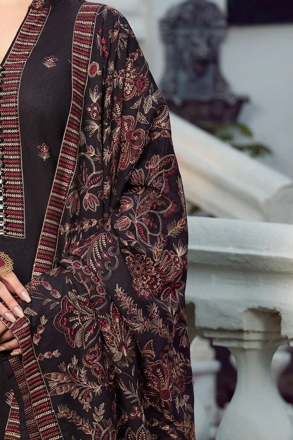 Belliza Fashion GA102170 Heavy Embroidered Karandi 3 Piece Suit with Shawl