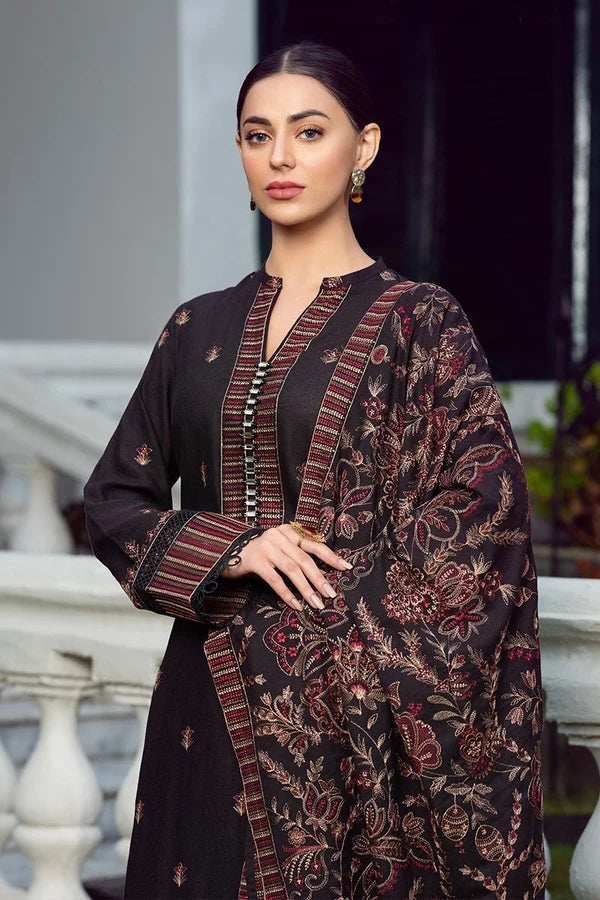 Belliza Fashion GA102170 Heavy Embroidered Karandi 3 Piece Suit with Shawl