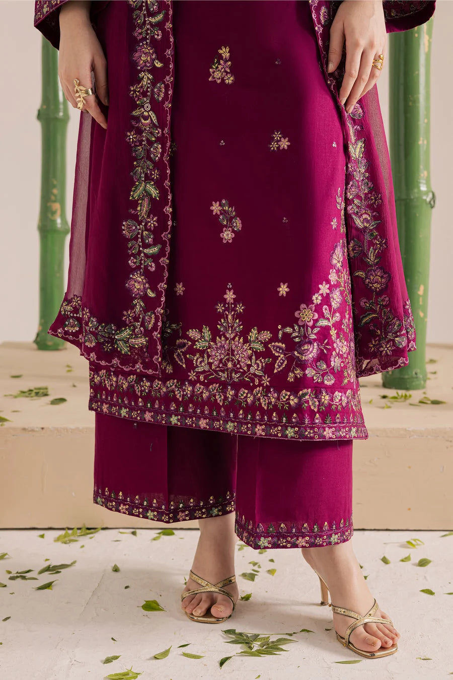Belliza Fashion BT 2860 Embroidered Lawn 3 Piece Suit with Chiffon Dupatta