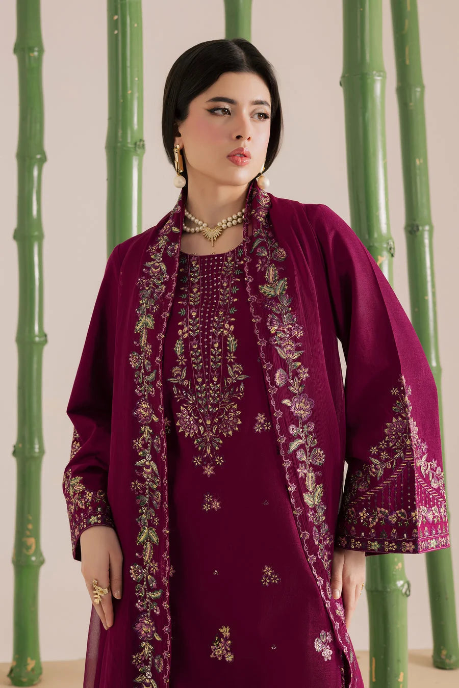 Belliza Fashion BT 2860 Embroidered Lawn 3 Piece Suit with Chiffon Dupatta